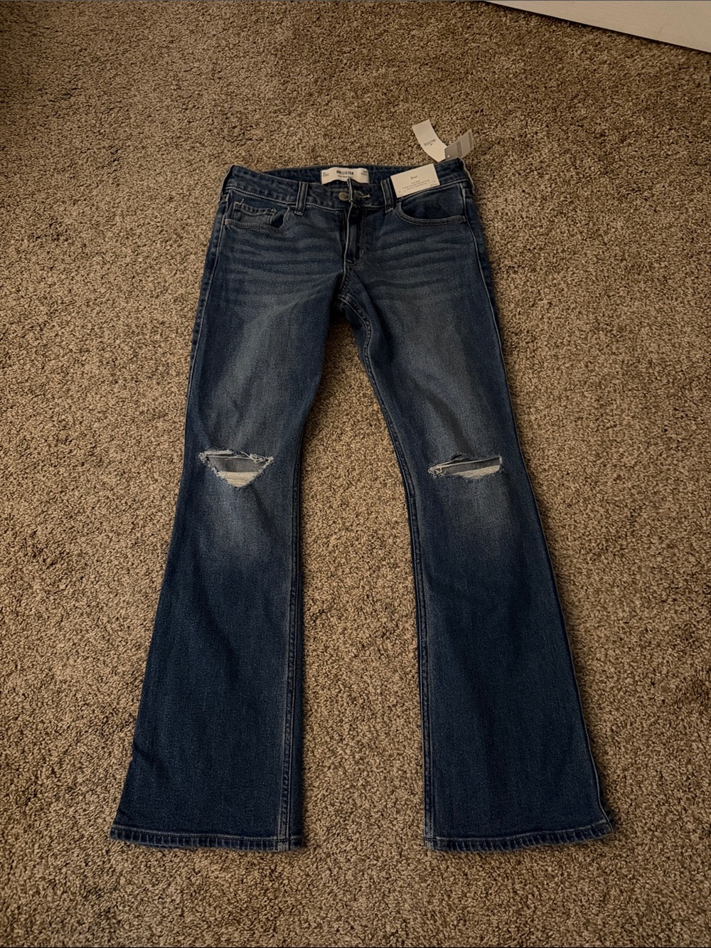 Hollister Dark Blue Distressed Flare Jeans